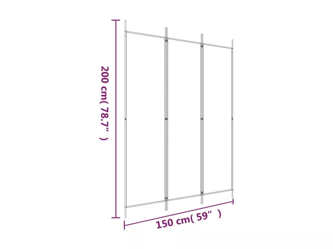 Cloison de séparation 3 panneaux Marron 150x200 cm Tissu