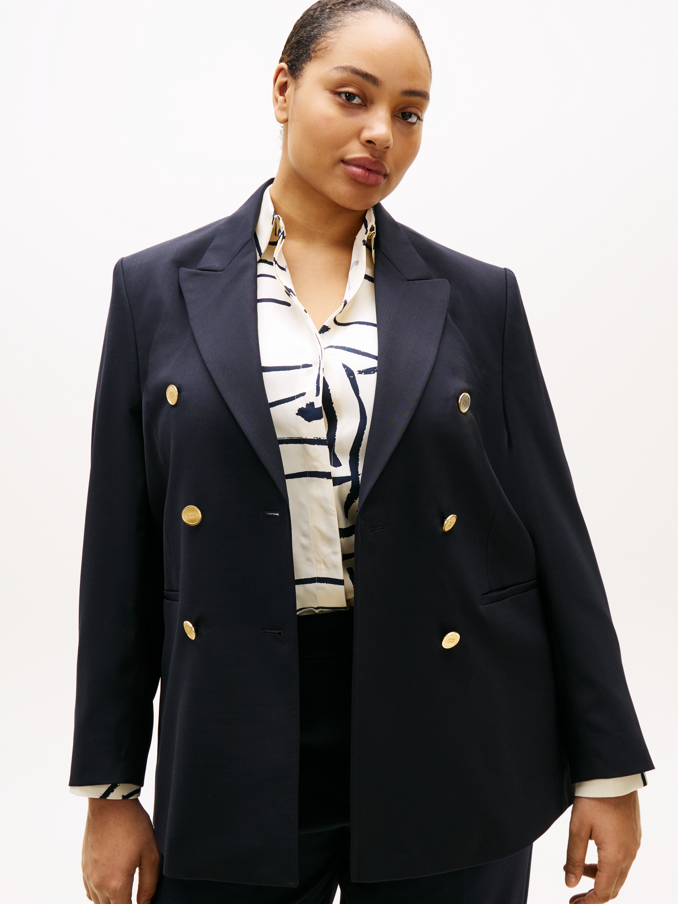 Tommy Hilfiger Curve Jackenblazer »CRV TIMELESS WOOL DB BLAZER« in grossen Grössen, mit Wolle