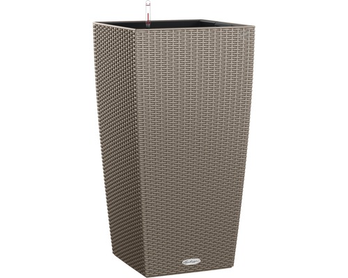 Lechuza Cubico Cottage 30 plantenbak, kunststof, H 56 cm, zandbruin