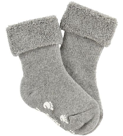 Fuzzies Babysocken m. Anti-Rutsch - Hellgrau