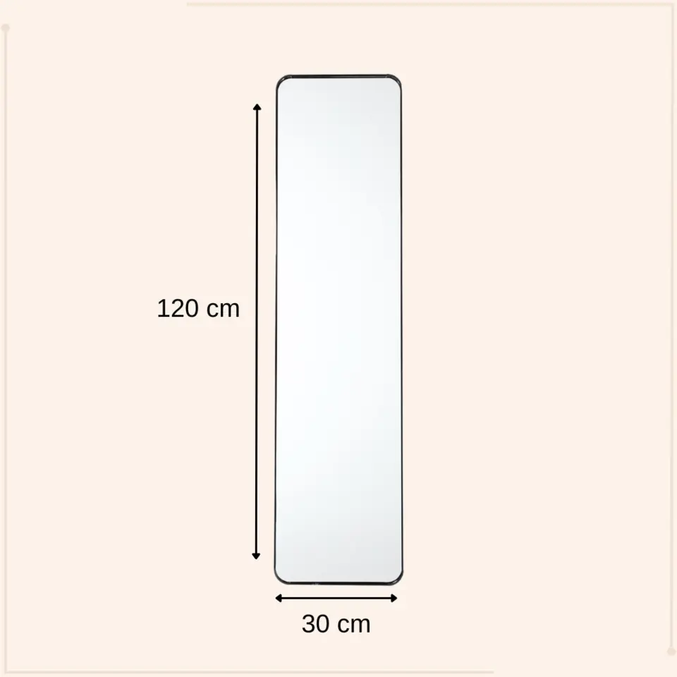 MISOU Deurspiegel Wandspiegel Passpiegel Ovaal Zwart 120x30cm Metaal