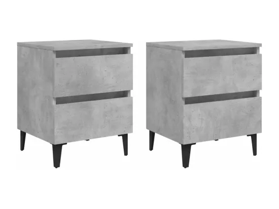 Tables de chevet 2 pièces Gris béton 40x35x50 cm Aggloméré