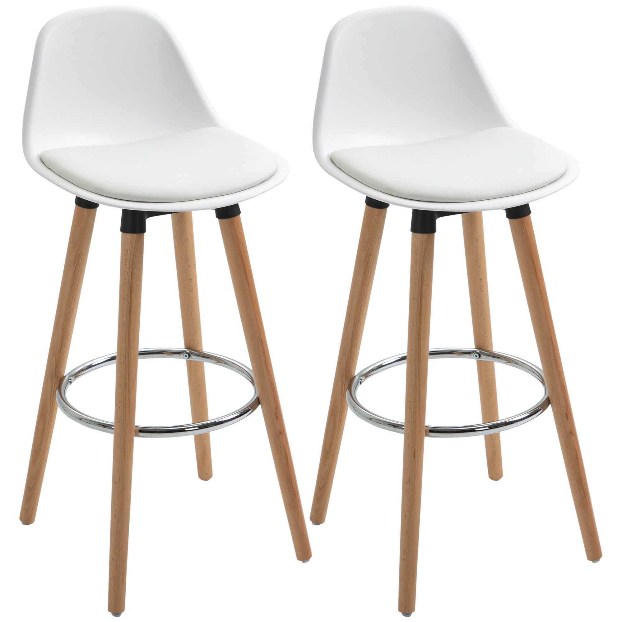 HOMCOM Barhocker mit 360 Grad drehbarem Sitz weiß 38,5B x 42,5L x 91H cm