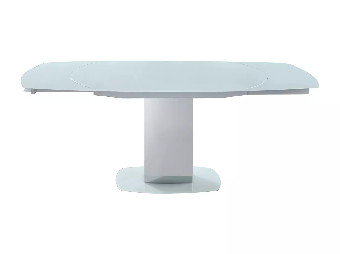 Table à manger extensible TALICIA - Verre trempé & métal - 6 à 8 personnes - Coloris Blanc