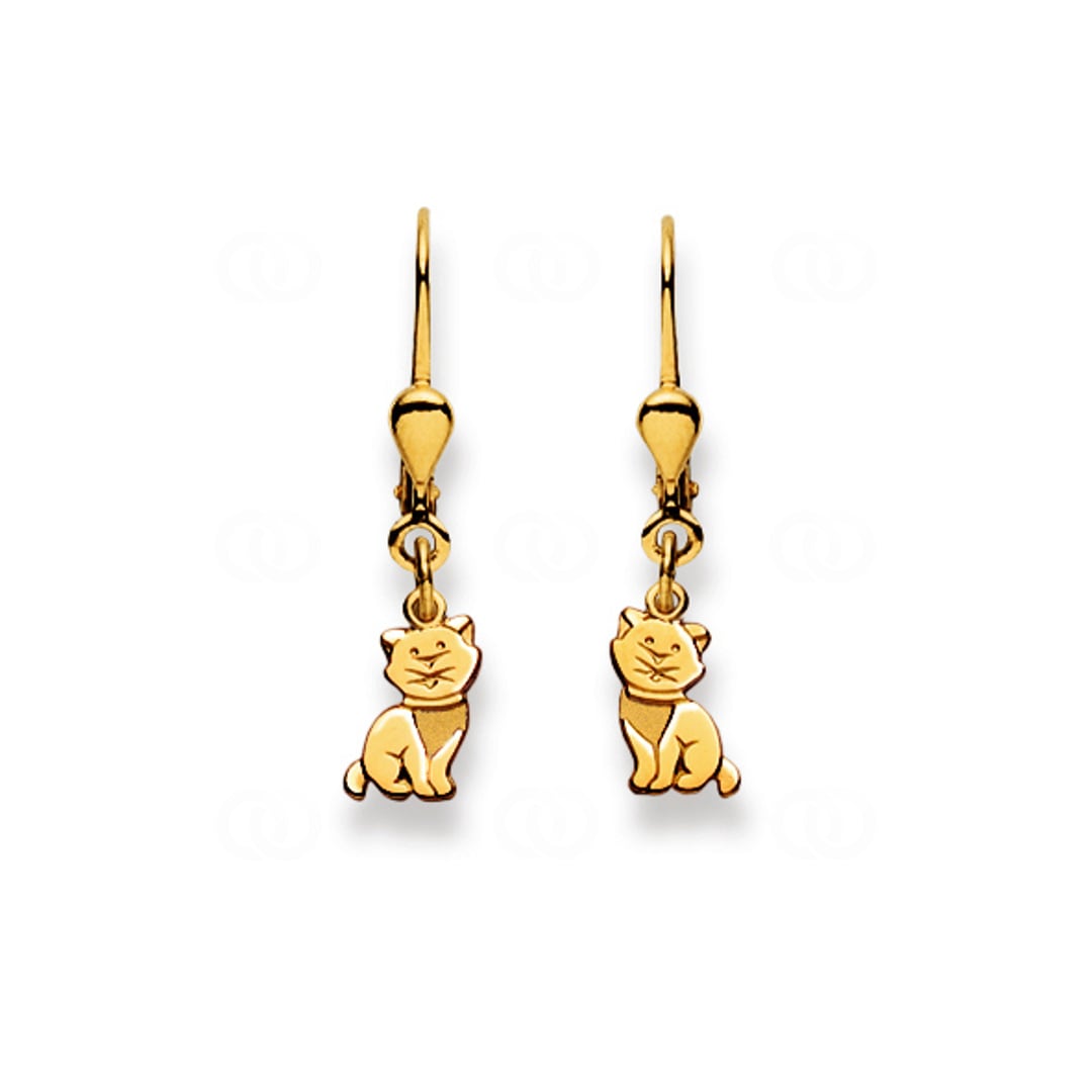 Ohrhänger 750/18 K Gelbgold Katze