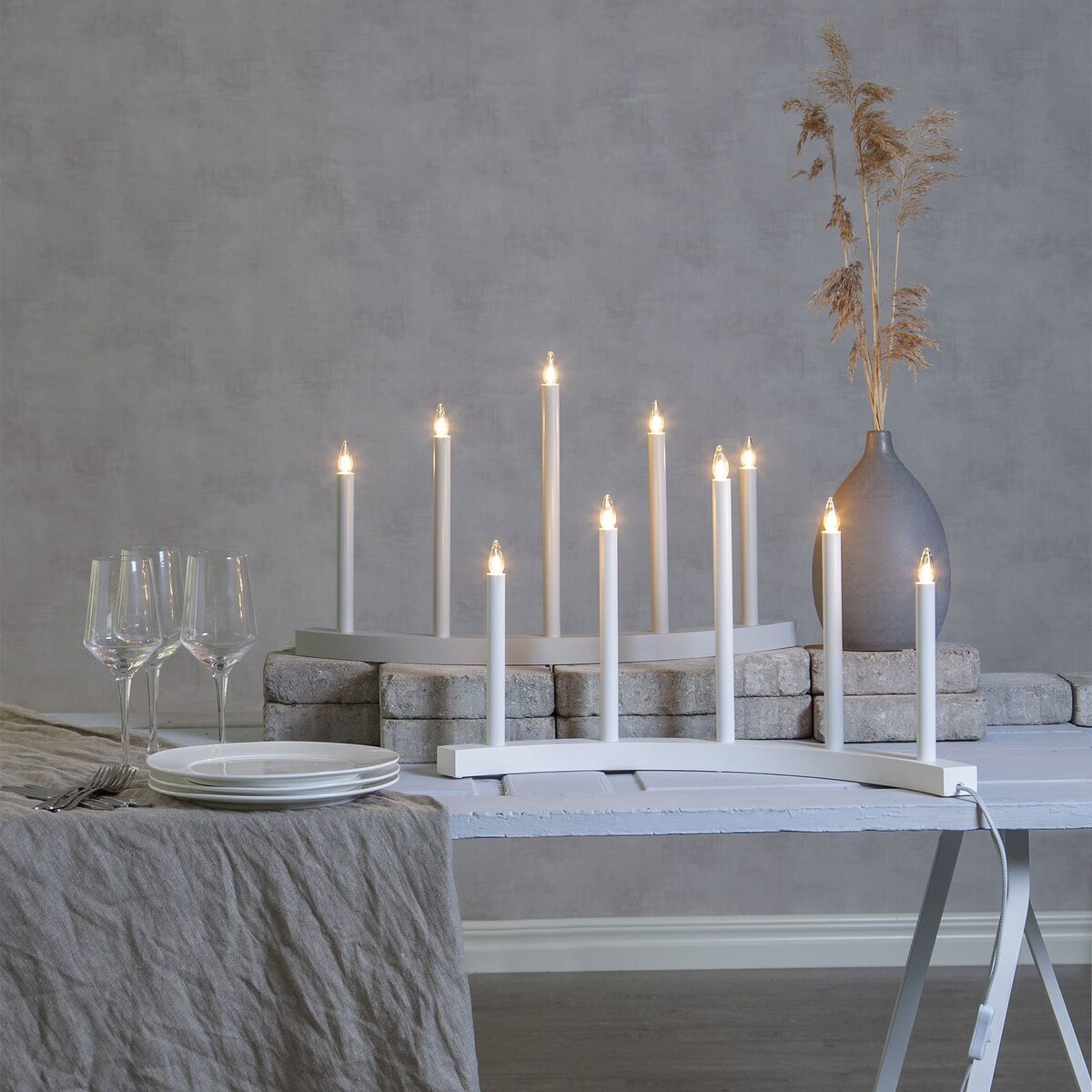 Accent Lysestake 5 lys, Hvit
