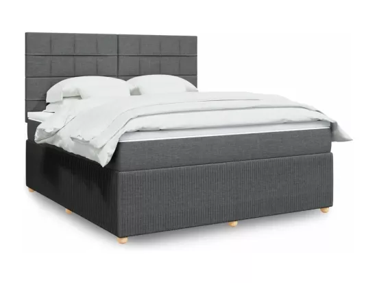 Sommier à lattes de lit avec matelas Gris foncé 180x200cm Tissu
