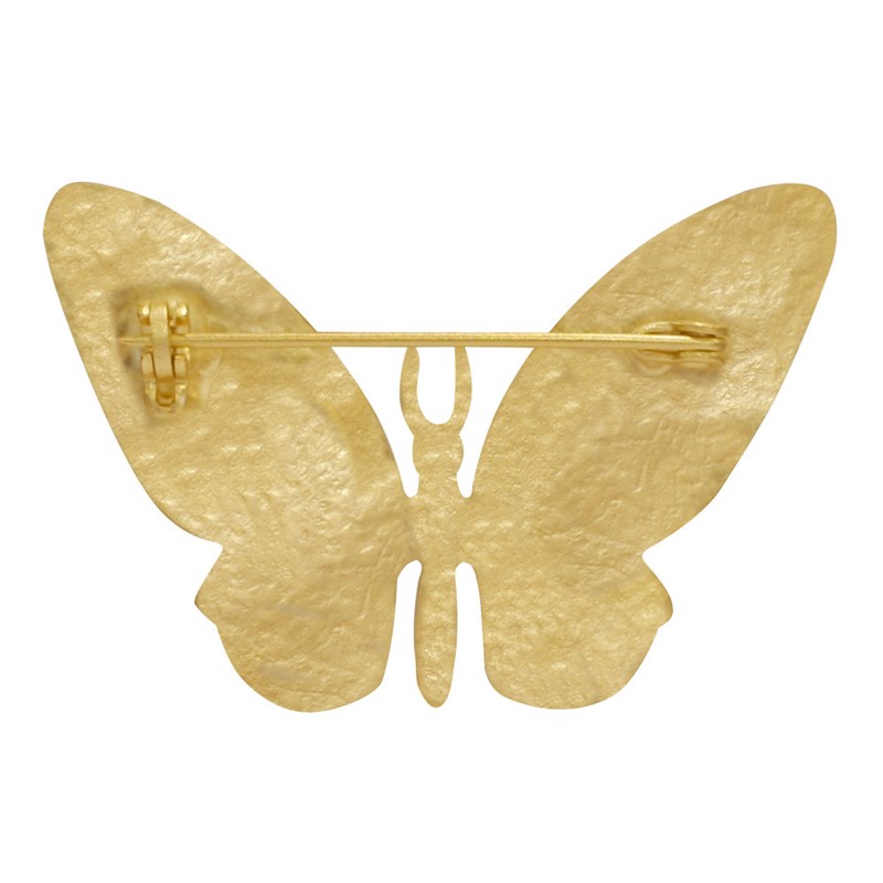 Broche Laiton Doré Papillon Martelé