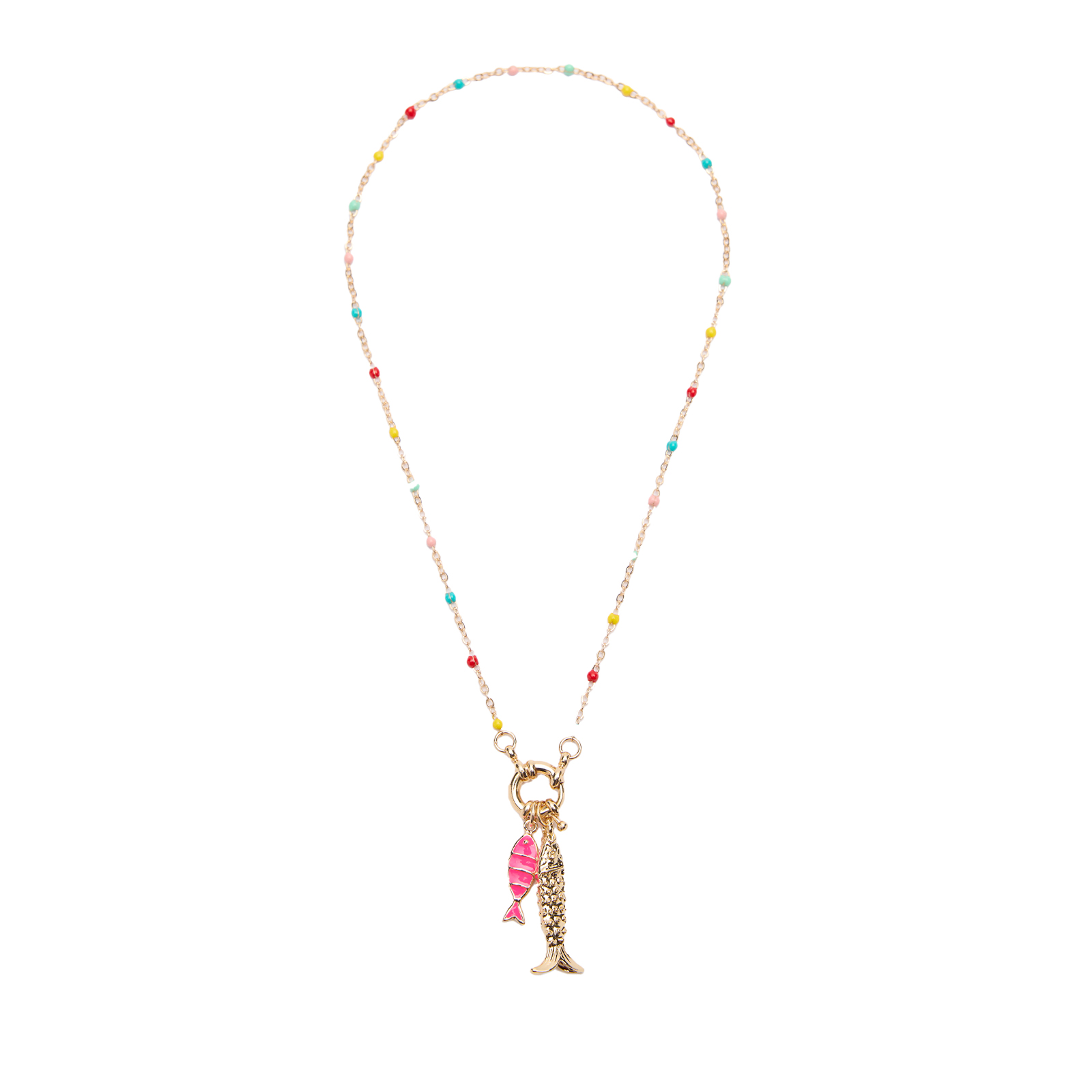 Multicolor gevlochten ketting met zeevisjes