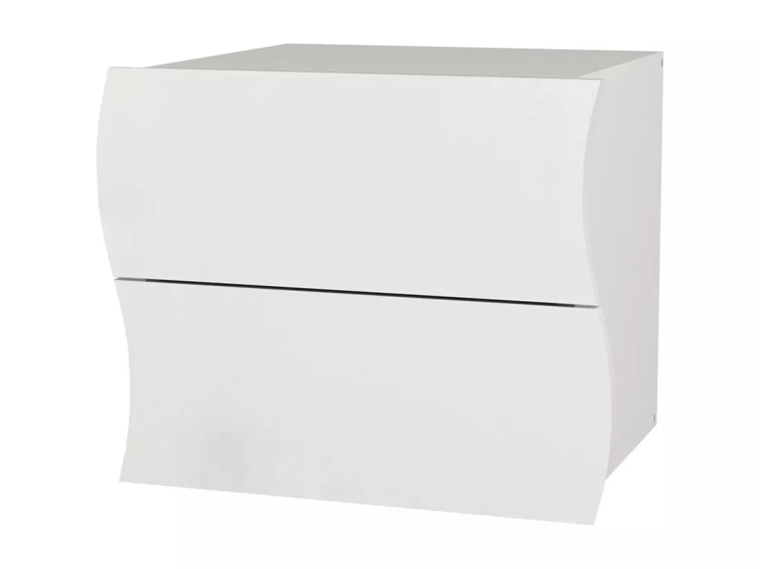 Table de chevet Dchies, Table de nuit avec 2 tiroirs, Armoire de chambre, 100% Made in Italy, 50x40h41 cm, Blanc brillant