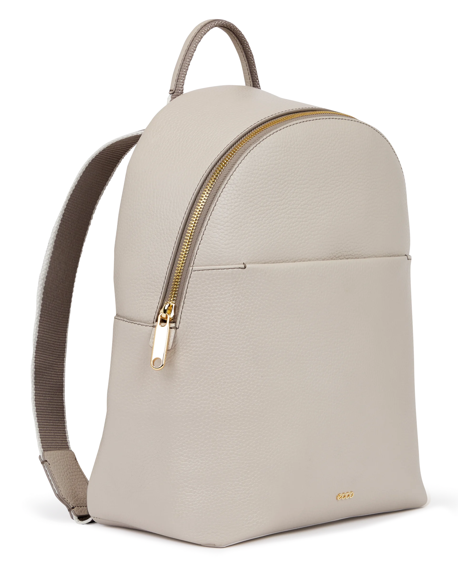 ECCO Round Pack Rucksack aus Leder Beige 34X26X14 cm