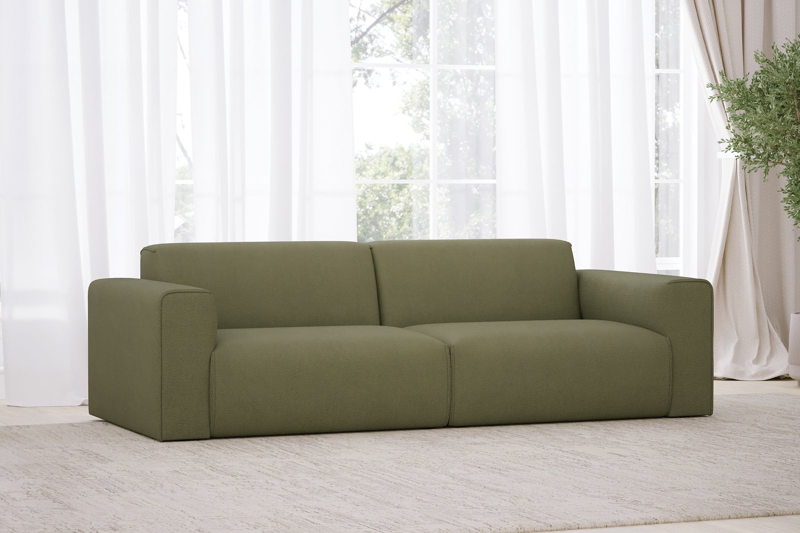 Monaco 3-seter sofa Tekstil Brego 77 Green med sorte ben. Std komfort.