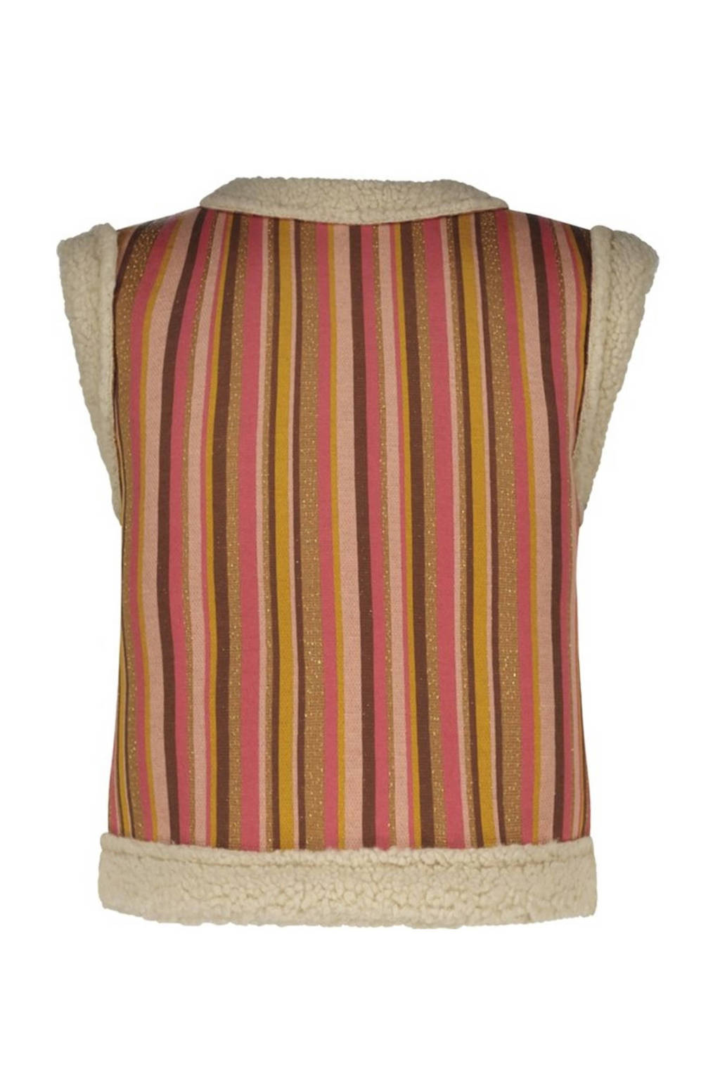 B.Nosy gestreept gilet Gwen ecru/roze/geel