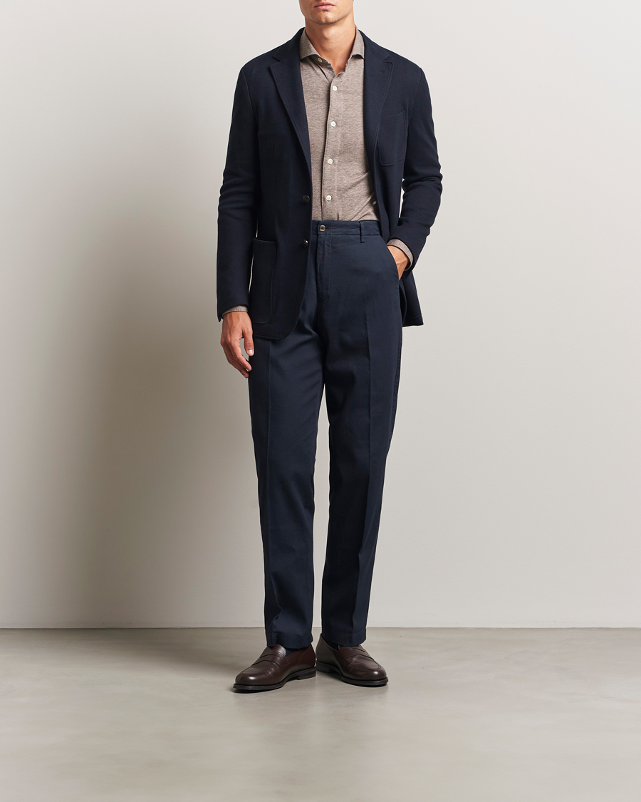 Canali Cotton/Cashmere Jersey Blazer Navy