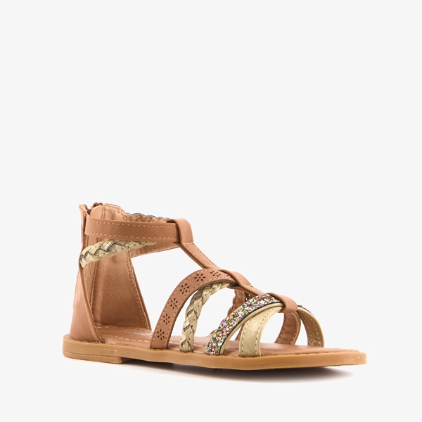 Blue Box meisjes sandalen bruin met glitters