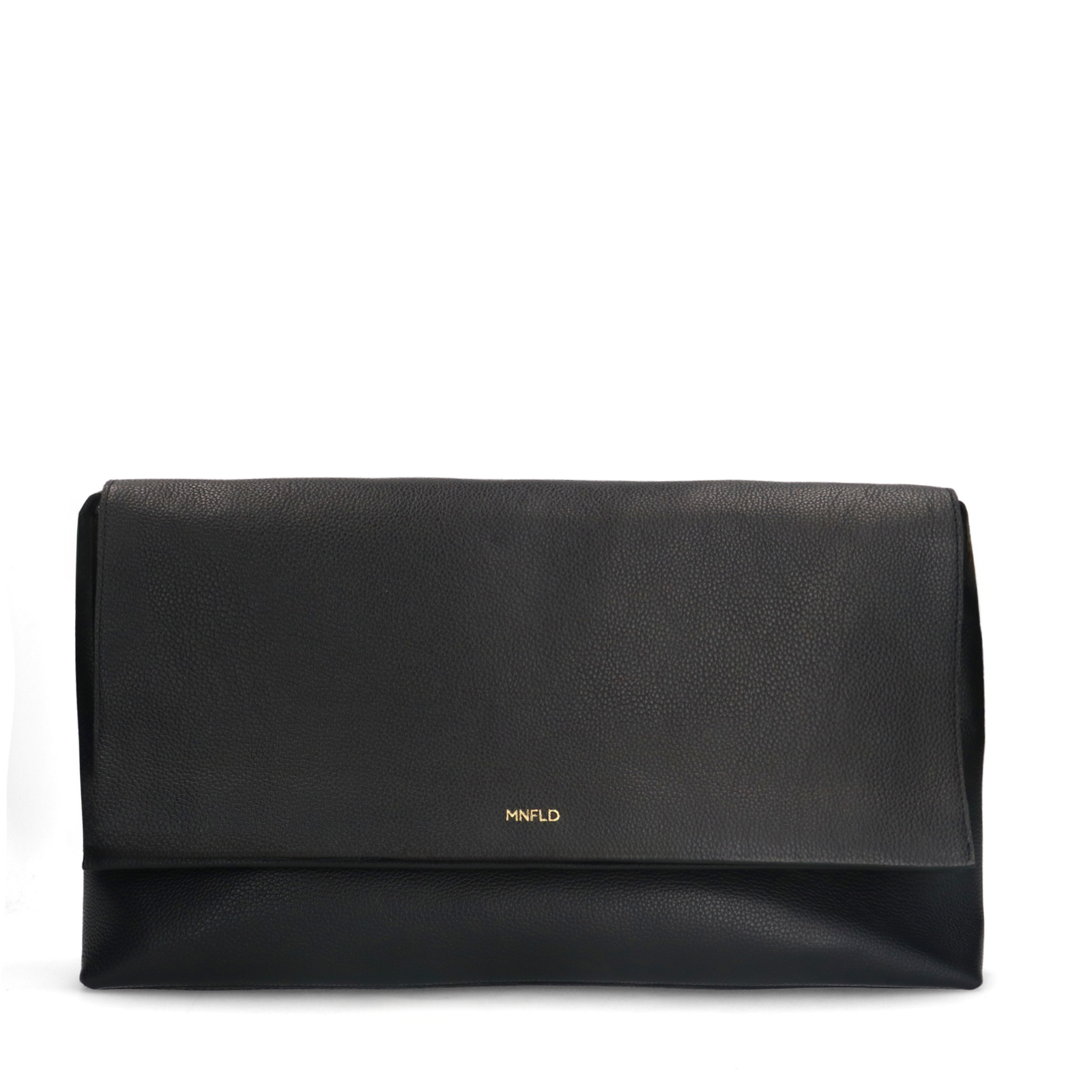 Zwarte leren schoudertas met flap
