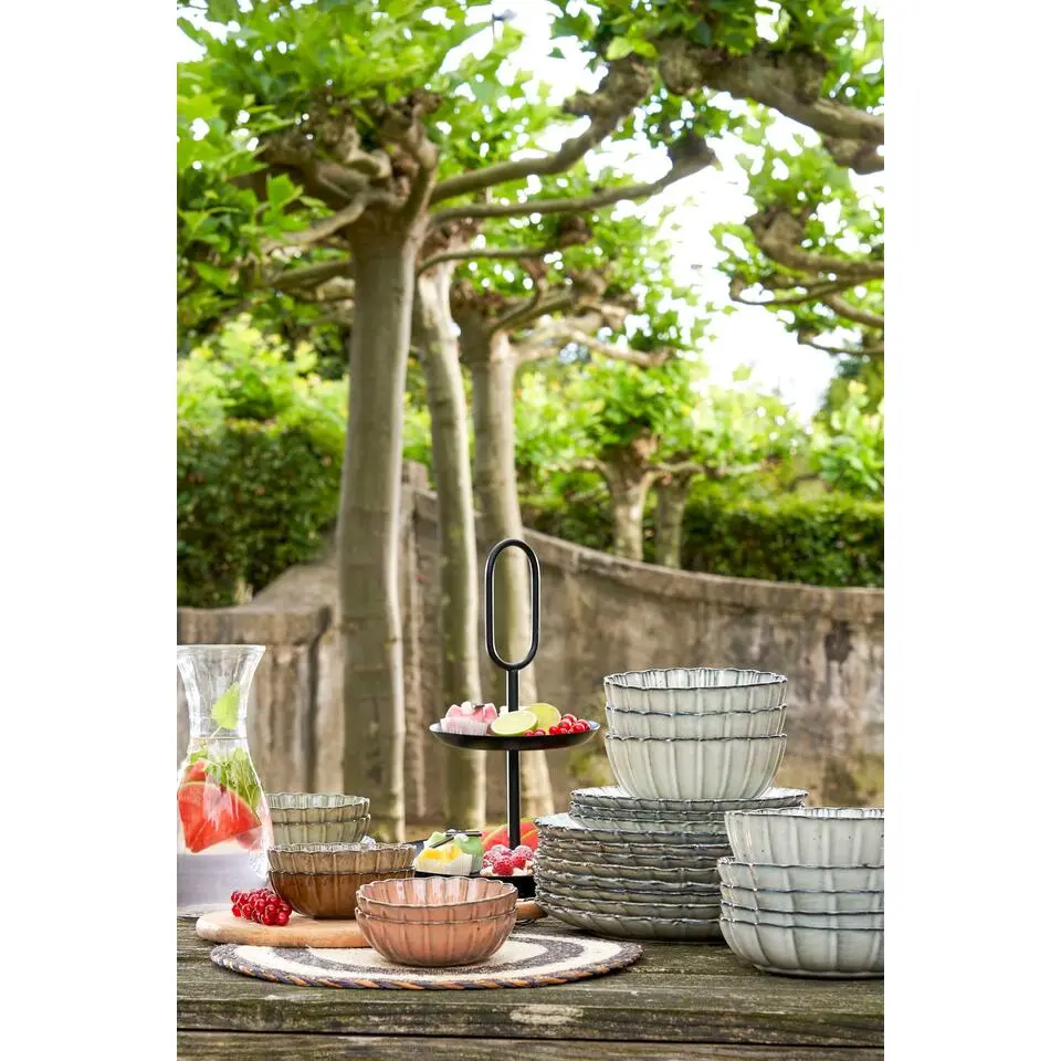 Mica Decorations Corfu Schaal - H5 x Ø18,5 cm - Keramiek - Grijs