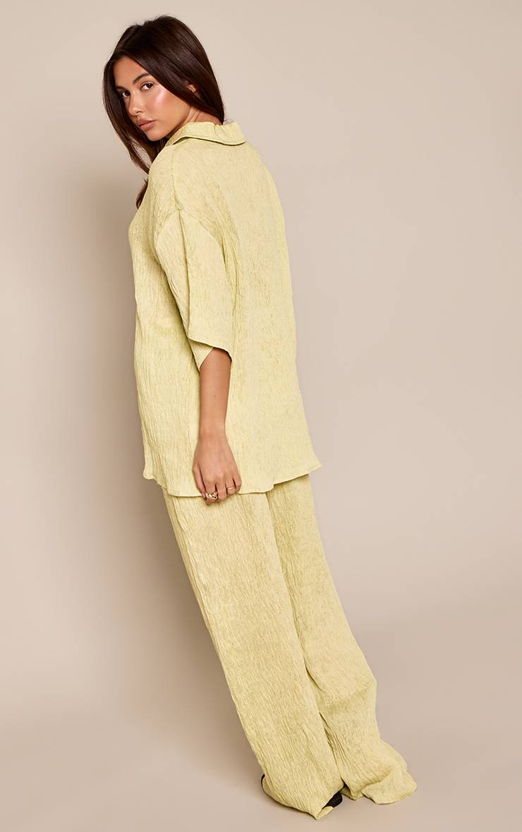Pale Lime Pantalon Large Texturé Tissé À Cordon De Serrage Ensemble Coordonné