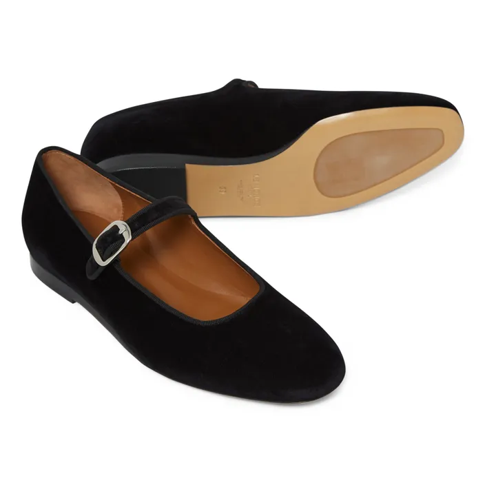Le Monde Beryl Ballerines Mary Jane Velvet | Noir