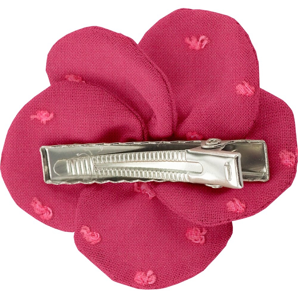 Petite Barrette Pétales De Fleur Plumetis Rose Fuchsia
