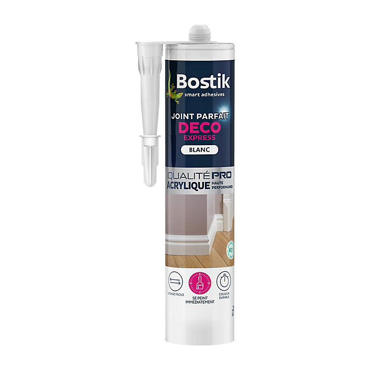 Mastic d’étanchéité spécial décoration blanc Bostik Joint Parfait tous matériaux, cartouche de 310 ml