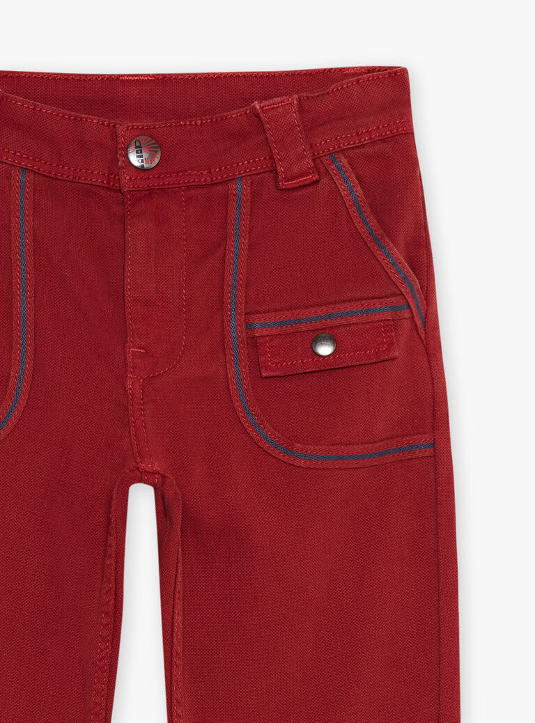 Pantalon regular rouge à bandes contrastantes