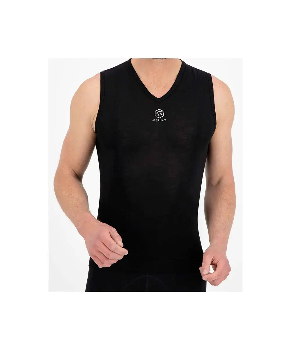 FUTURUM 4 SEASONS Merino Ondershirt Mouwloos Zwart