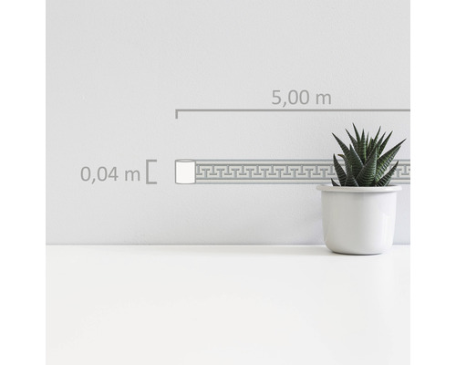 Rand 2813-19 Alleen Randen 9 zelfklevende meander zilverwit 5 m x 4,4 cm