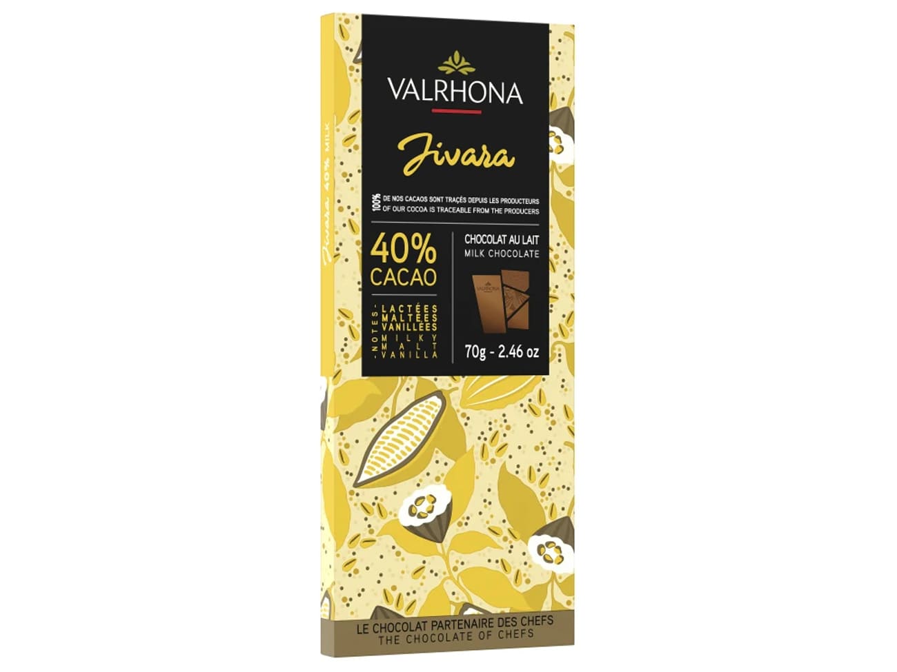 Tablette chocolat lait Jivara 40% - 70 g - Valrhona