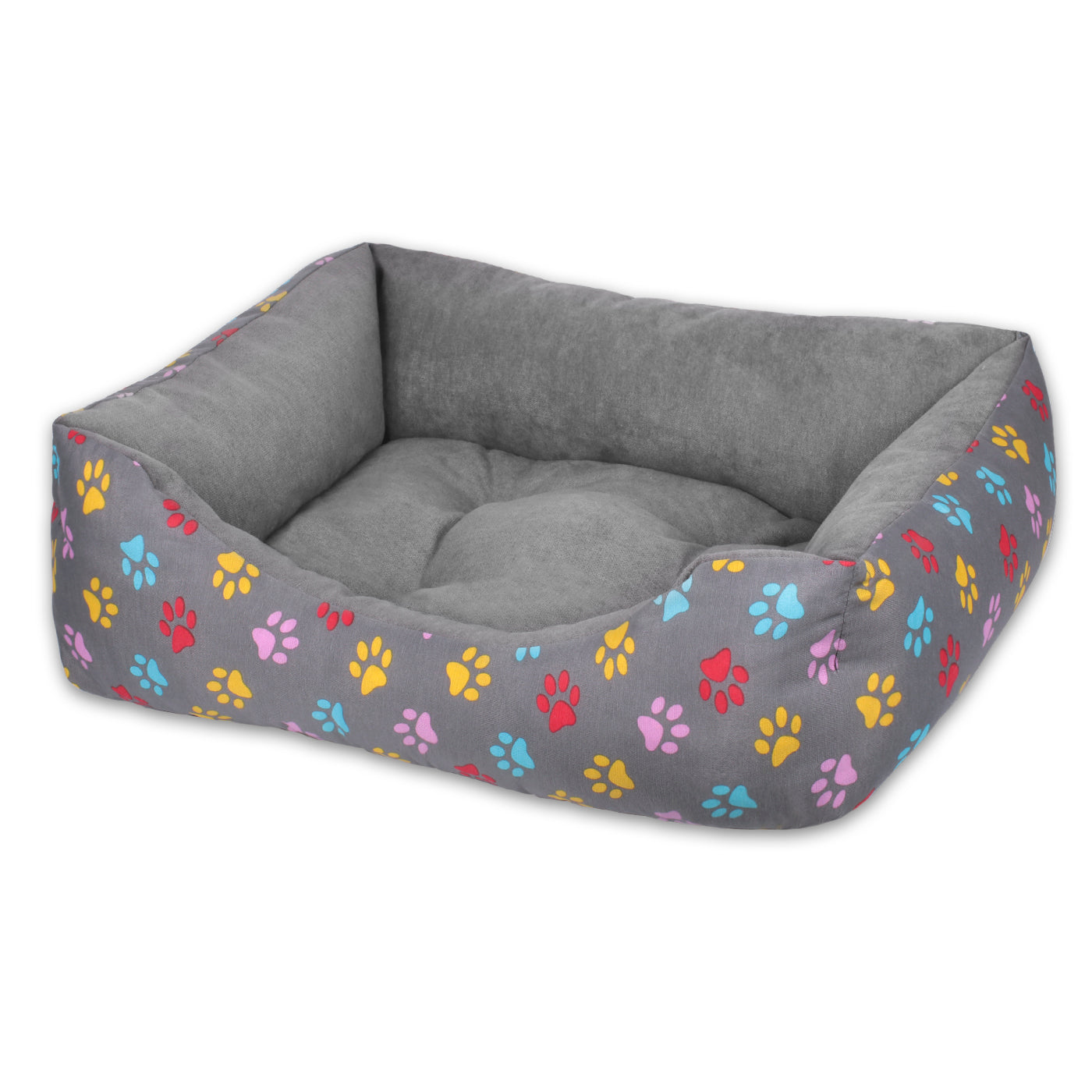Cesta HOME MERCURY, cama confortável para cães, gatos e outros animais de estimação, com enchimento de fibra, resistente ao desgaste e durável (grande, estampa de patas)