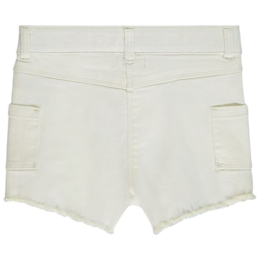 Short en jean à poches plaquées pour fille - Ecru