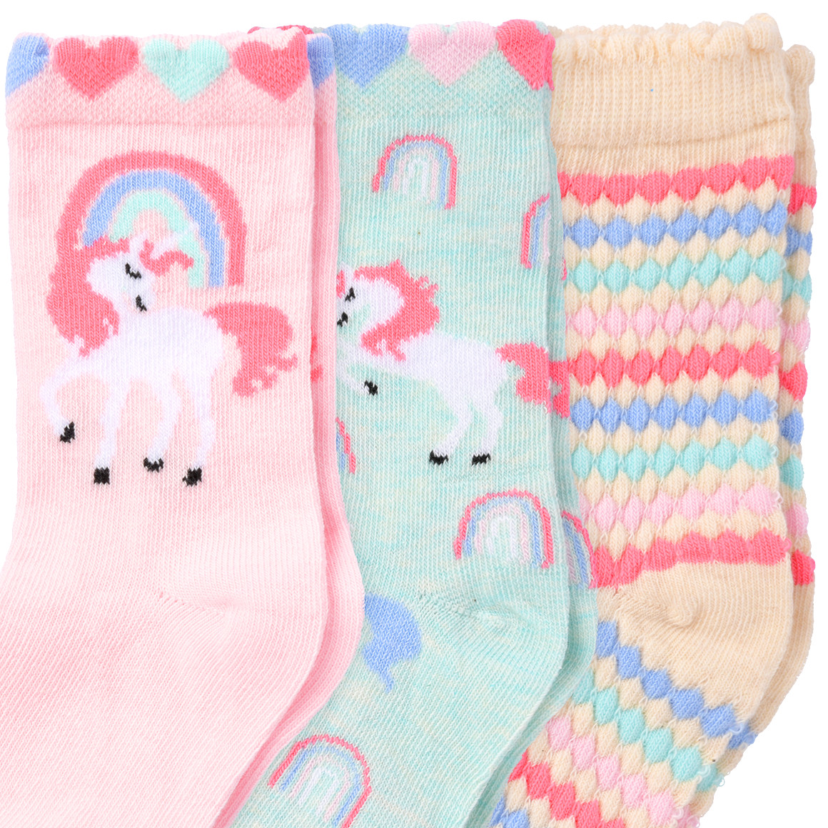 Topolino 3 Paar Mädchen Socken in Pastellfarben rosa / creme / mint