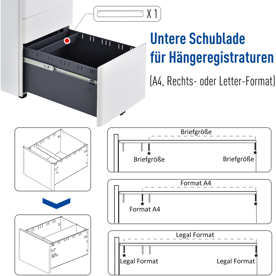 Vinsetto Aktenschrank mit Schließfach weiß