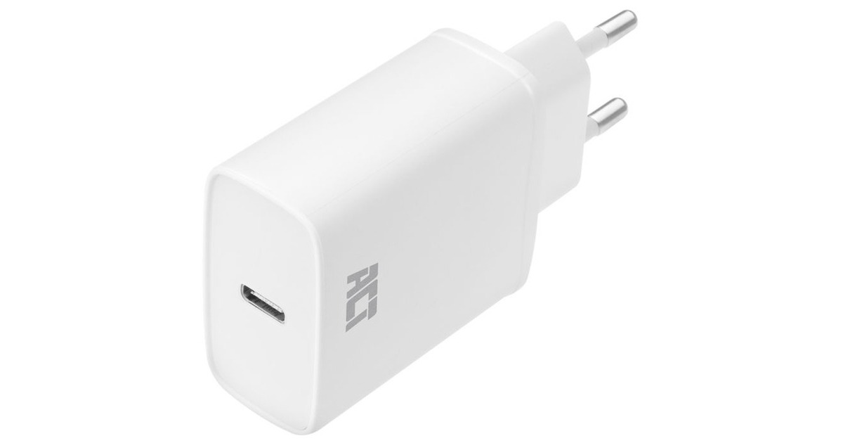 ACT ConnectivityCompacte USB-C Lader 20W voor snel opladen  (Wit)