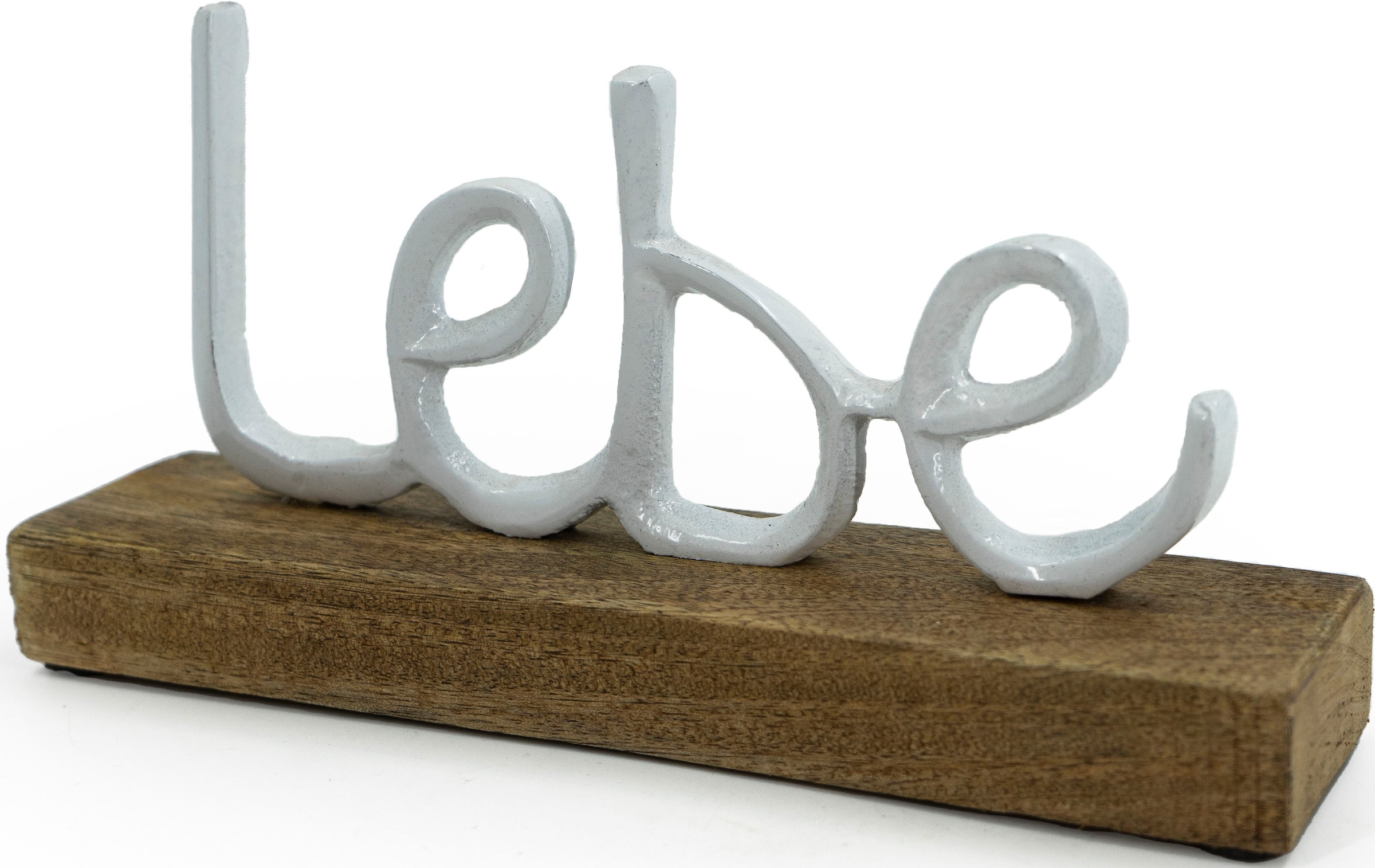 NOOR LIVING Deko-Schriftzug »Lebe, Liebe, Lache« aus Holz und Aluminium