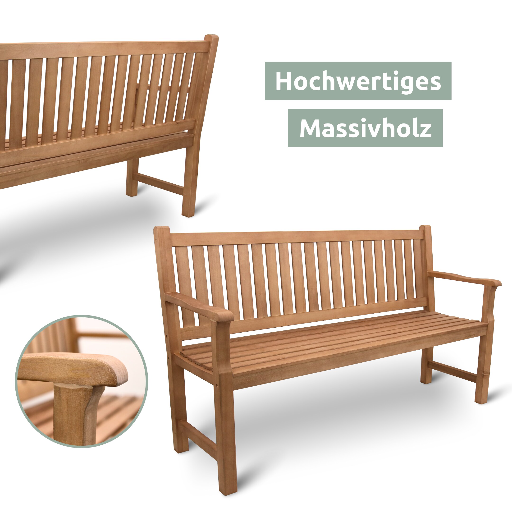 holz4home® Gartenbank aus Holz mit Schutzabdeckung und Gartenhandschuhen | 150cm