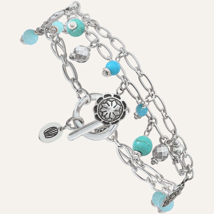 Bracelet Amazones - Métal argenté & perles