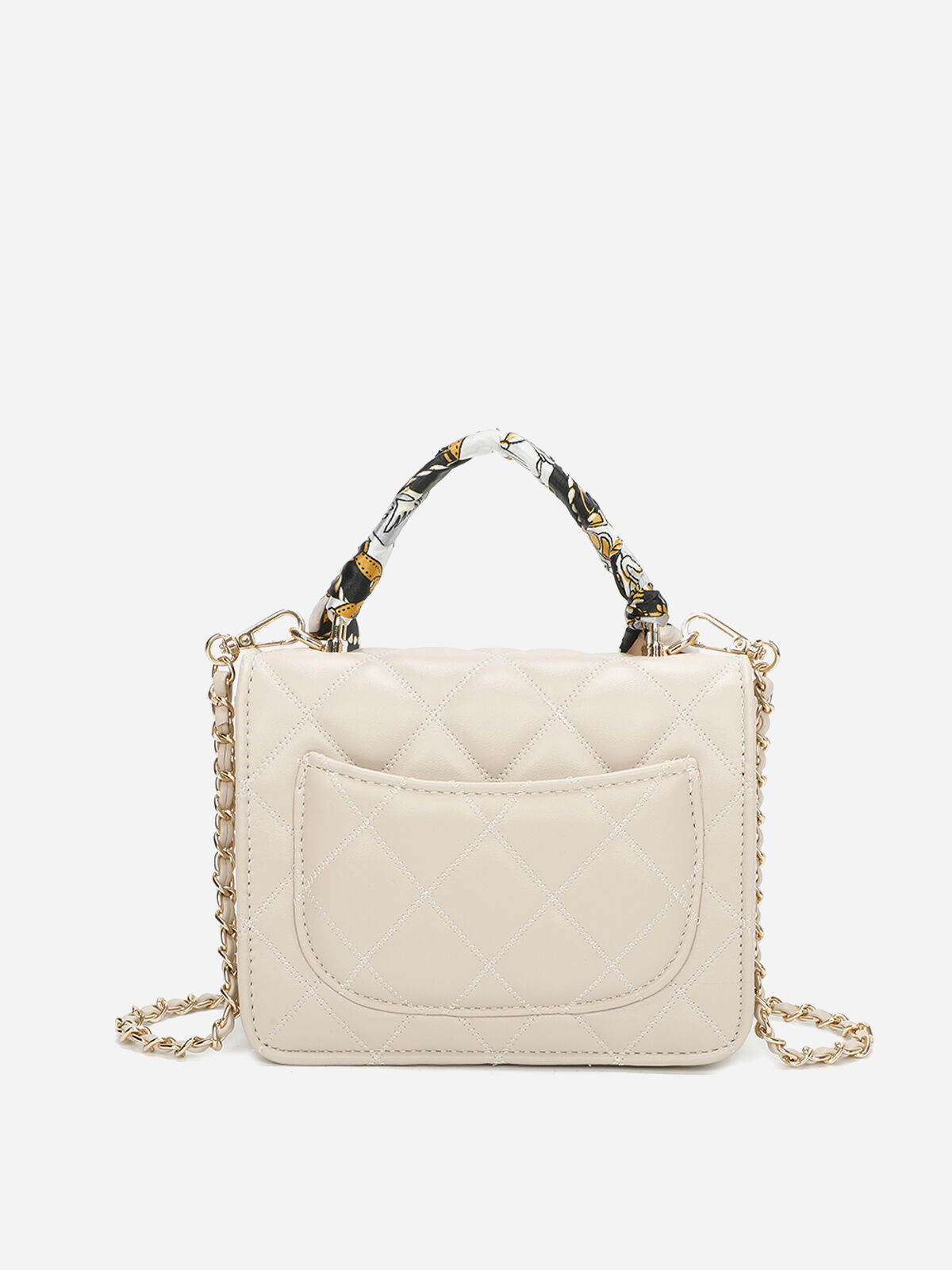 Petit sac matelassé à foulard- Beige