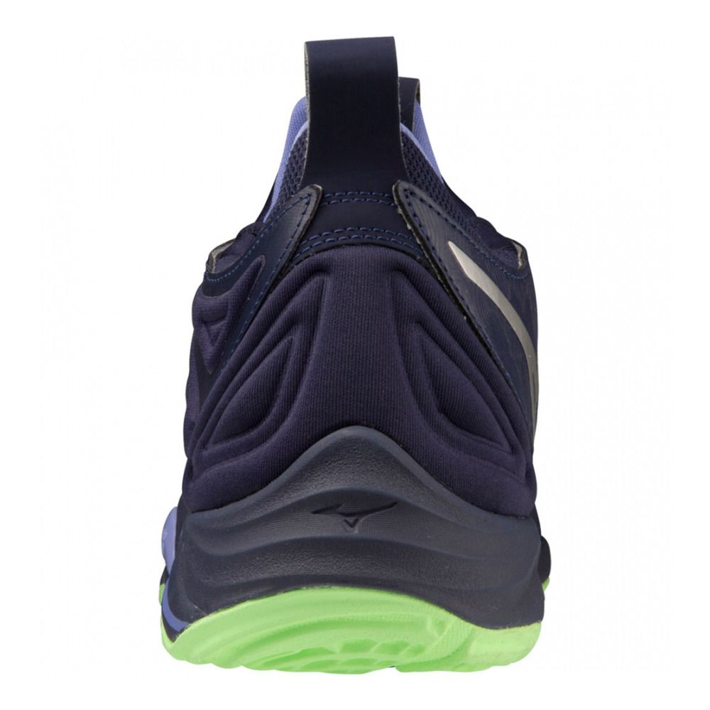 Mizuno WAVE MOMENTUM 3 - Chaussures volleyball evening blue/techno green/iolite