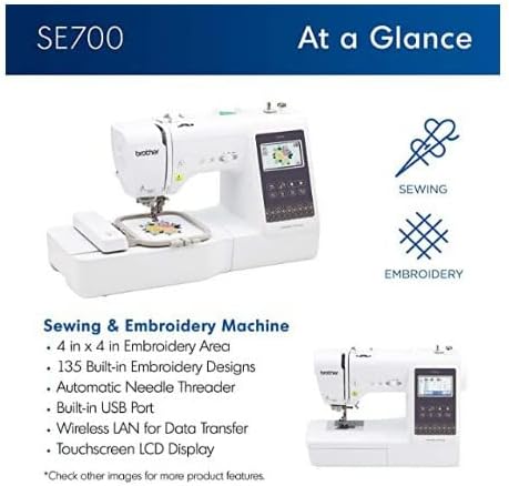 Brother SE700 Sewing and Embroidery Machine, Wireless LAN Connected, 135 Built-in Designs, 103 Built-in Stitches, Computerized, 4