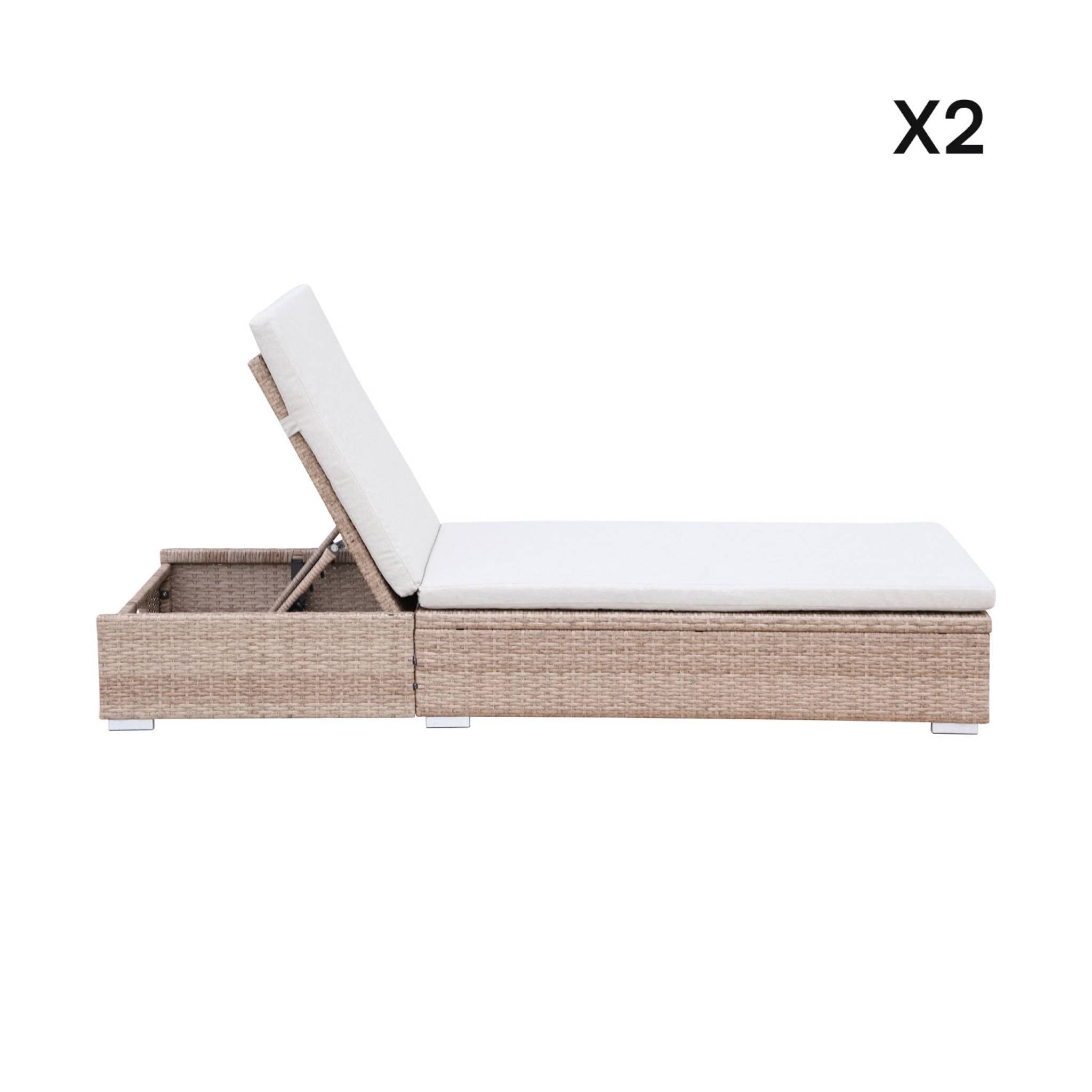 sweeek - Polyester geweven hars ligstoel, multi-positie (set van 2)