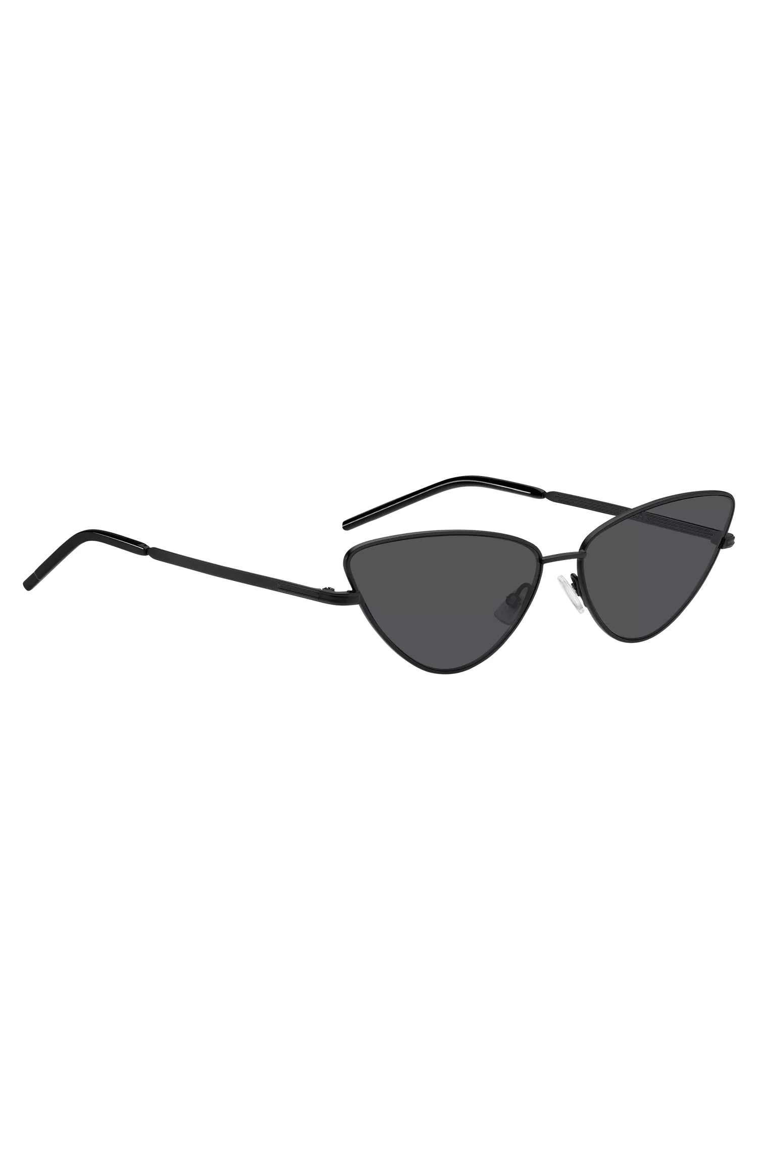 Óculos de sol BOSS Black-Cat-eye em aço preto com detalhes exclusivos.
