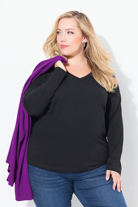 Shirt, Slim, V-Ausschnitt, Langarm