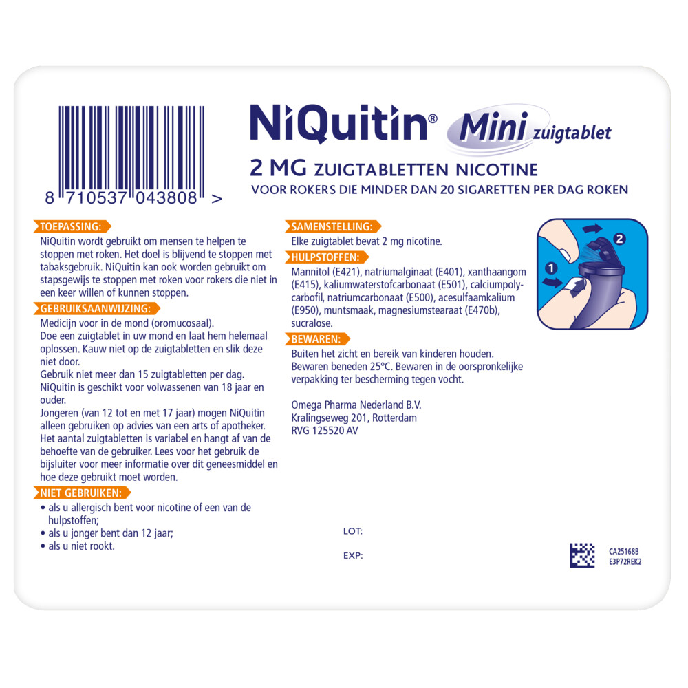 Niquitin Mini Mint 2mg 60 zuigtabletten