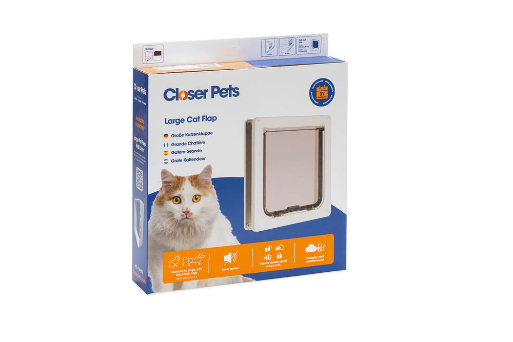 Closer Pets 221 Large - Kattenluik - Wit - 29.5x25x6.2 cm