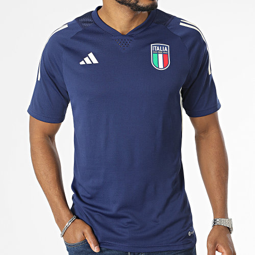 Maillot De Foot A Bandes FIGC Pro HS9845 Bleu Marine