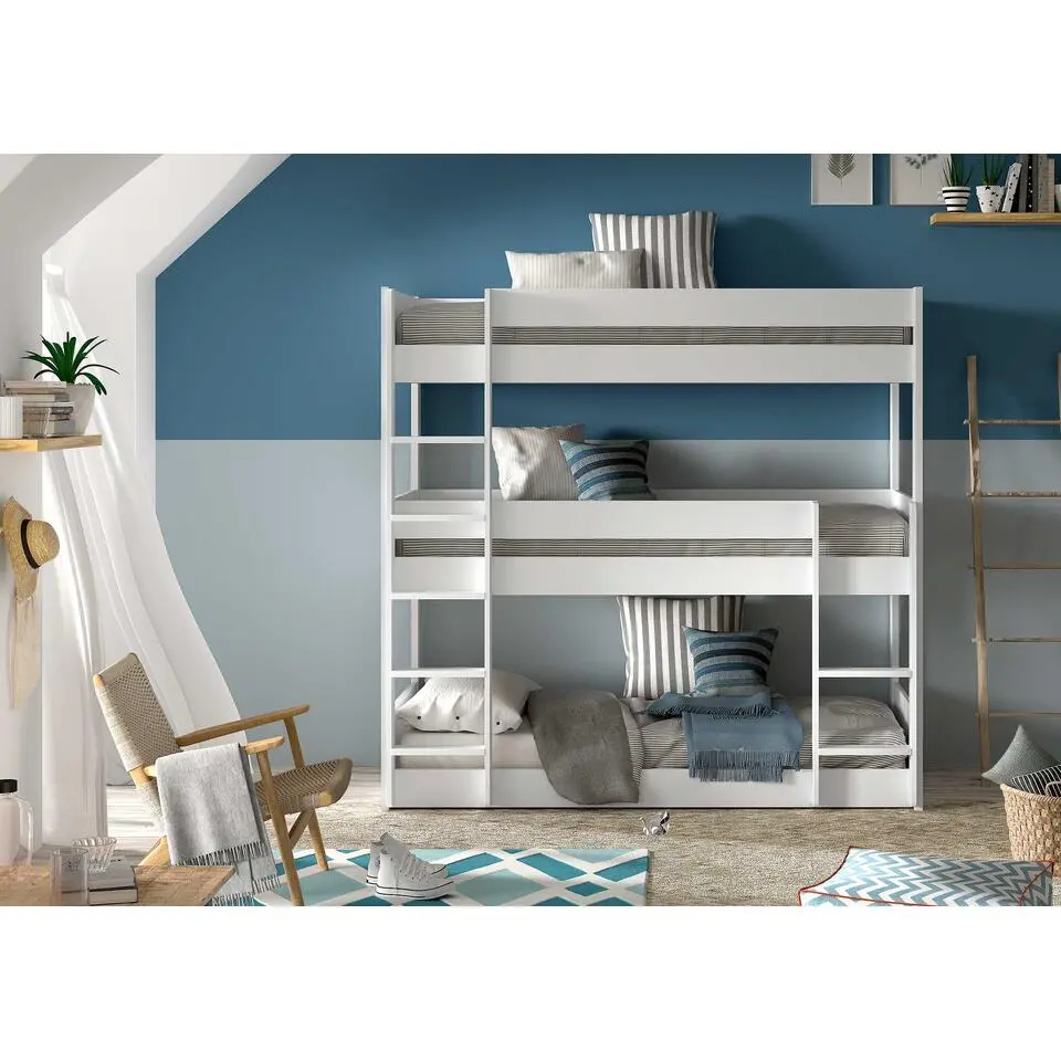 Stapelbed voor 3 personen Scott - 207x105x200 cm - Wit
