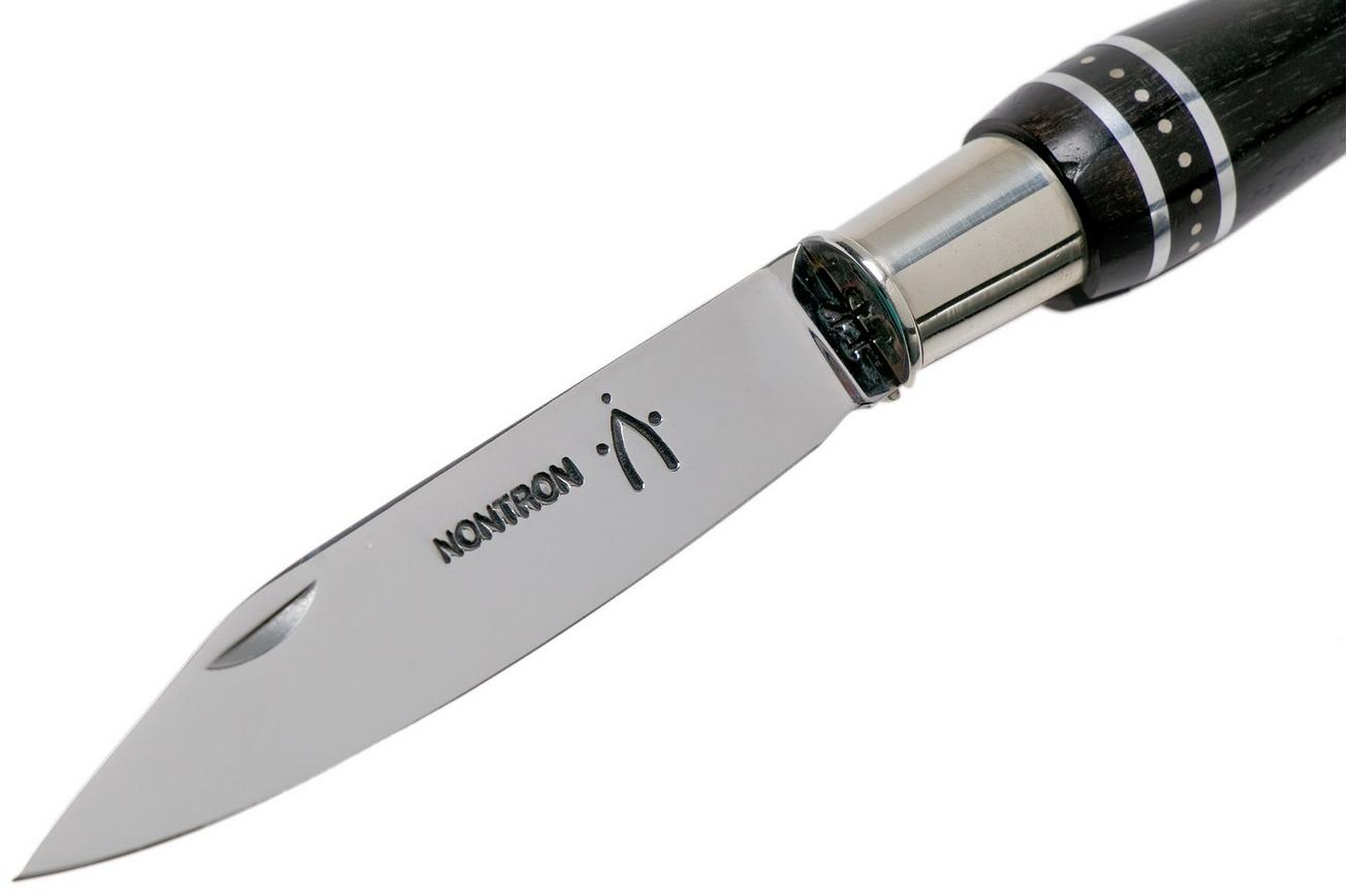 Nontron No. 22 Nickel Silver Turning Ferrule, Marquetry Ebony Aluminium, double ferrule NN22DVEBALU zakmes