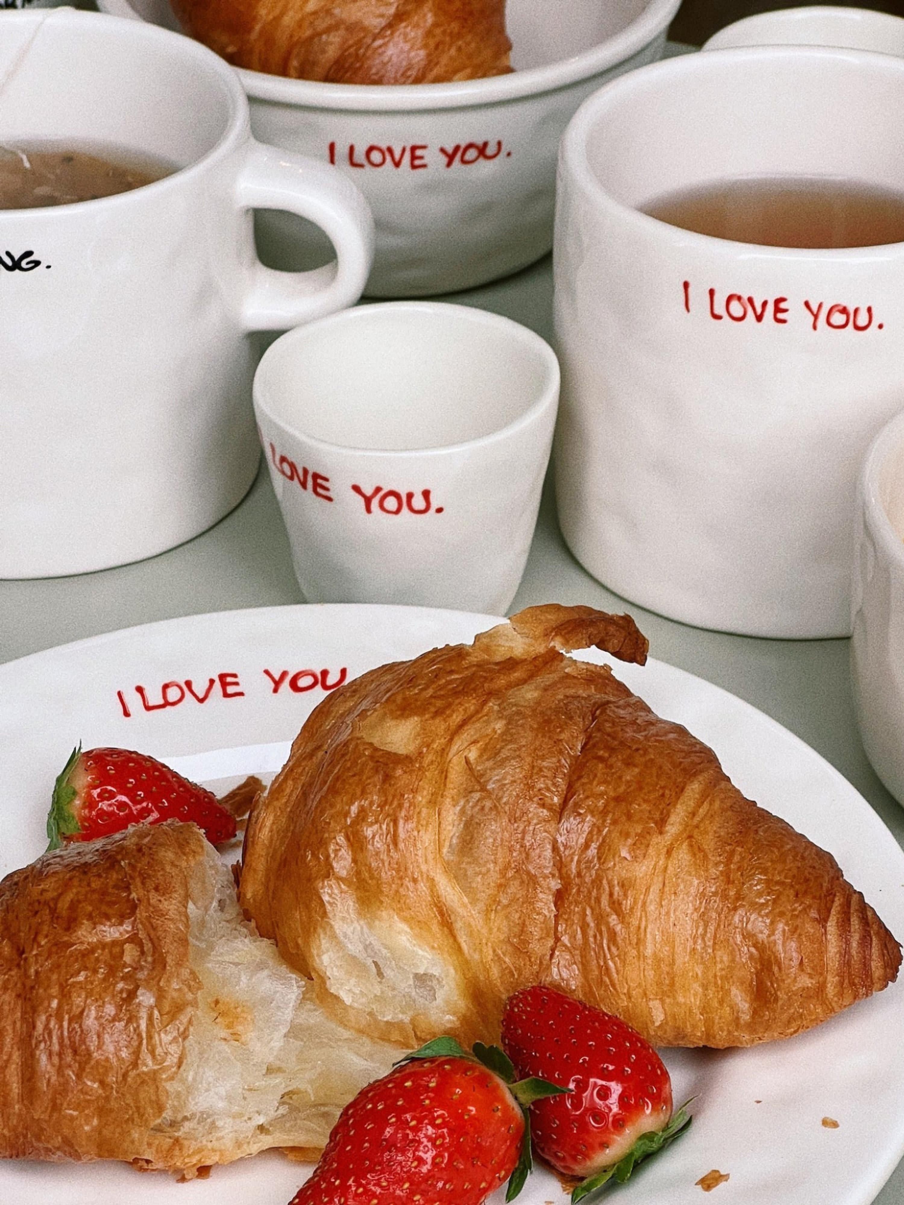 Handbeschilderd ontbijtbord I Love You