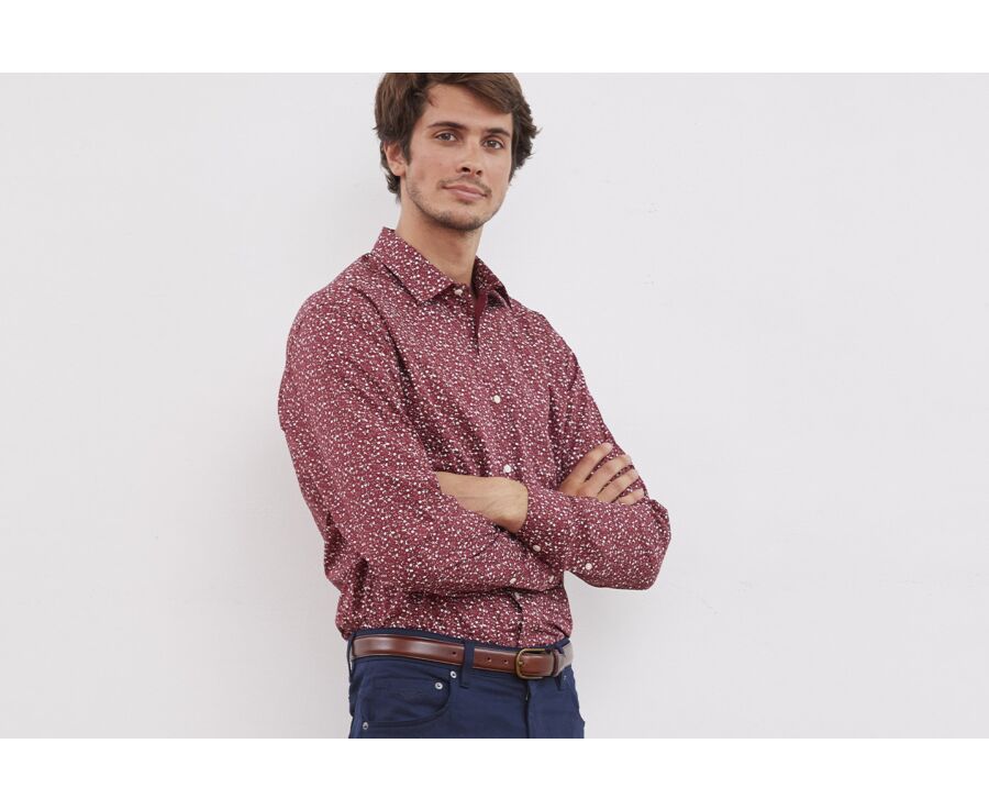 Chemise Rouge Sombre imprimée motif Taupe - MÉDÉRIC